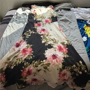 Floral Maxi Dress in Black and Pink